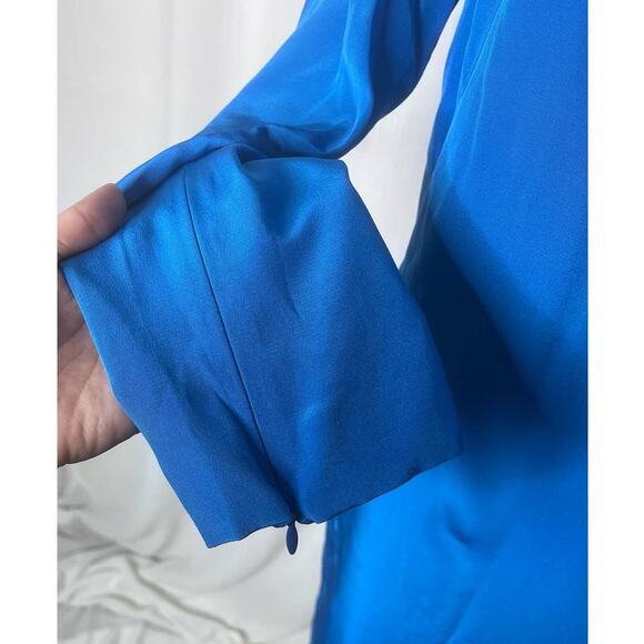 Tibi Blue Silk Long Sleeve Mini Shift Dress Size 6 - Picture 4 of 7
